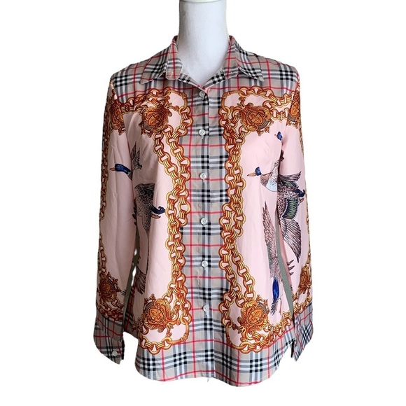 Diandian Didi Multicolored Long Sleeve Button Down Blouse Size Large - Picture 1 of 17